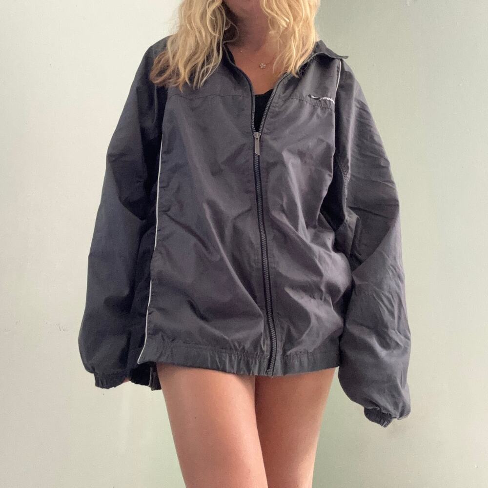 Vintage Y2k Reebok Windbreaker Jacket Gray Black Mens Size XL Retrosport